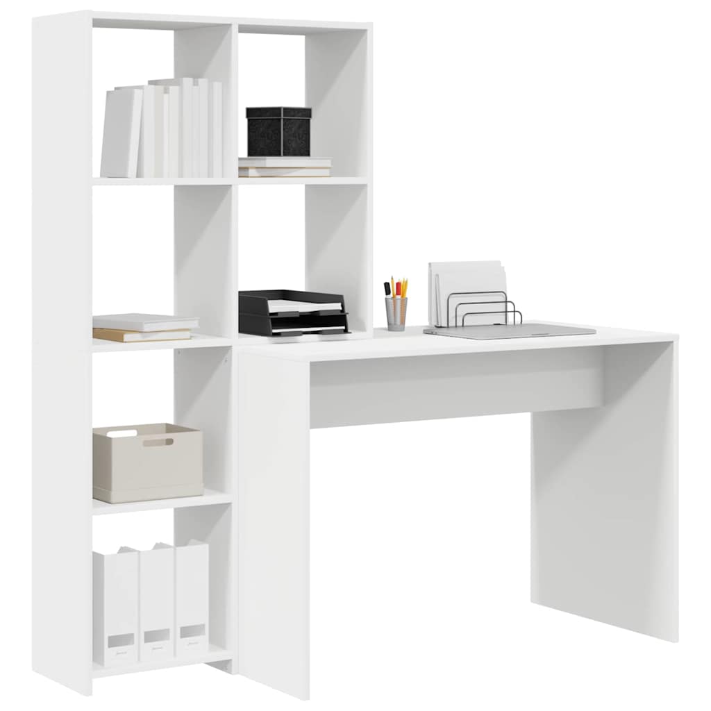Stol s policom Bijelo 138,5 x 55 x 143 cm Konstruirano drvo