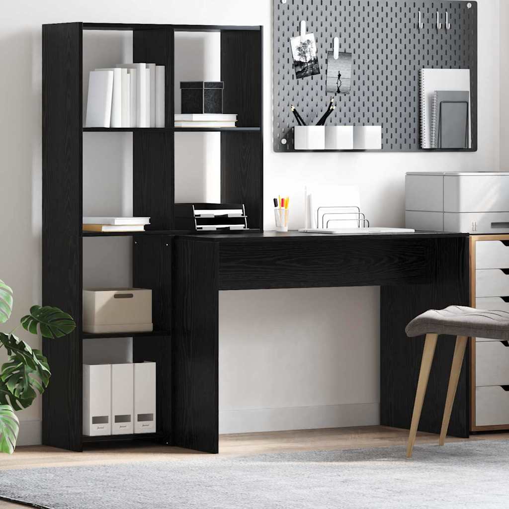 Stol s policom Crni hrast 138,5 x 55 x 143 cm Konstruirano drvo