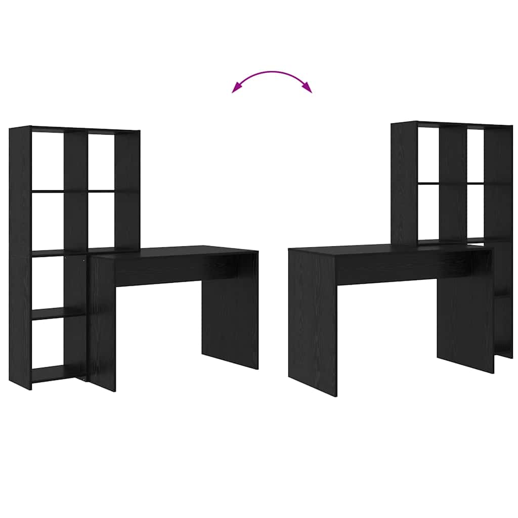 Stol s policom Crni hrast 138,5 x 55 x 143 cm Konstruirano drvo