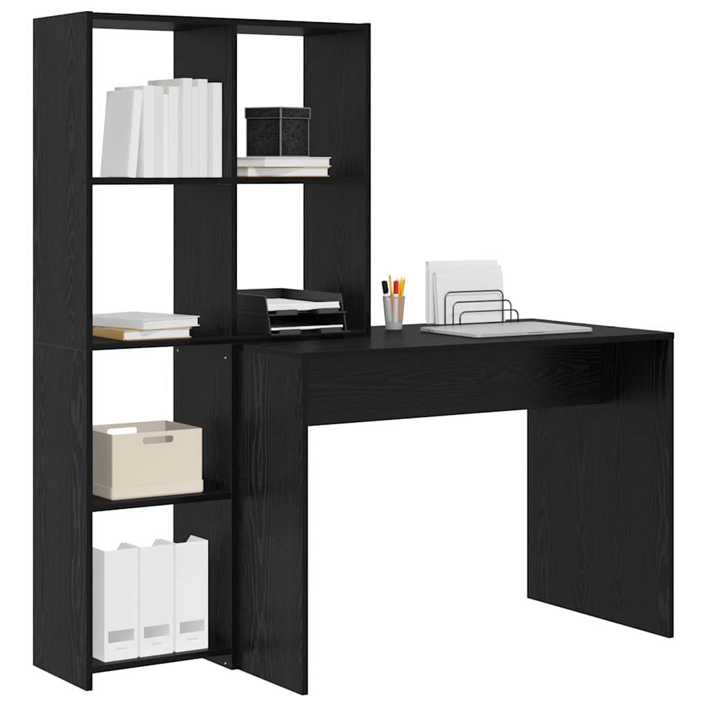 Stol s policom Crni hrast 138,5 x 55 x 143 cm Konstruirano drvo