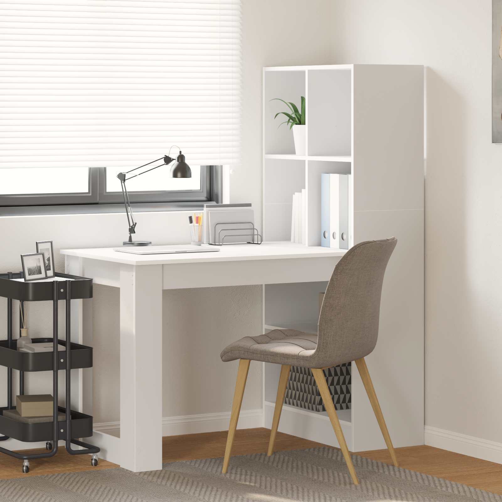 Stol s policom Bijelo 122 x 67 x 145 cm Konstruirano drvo