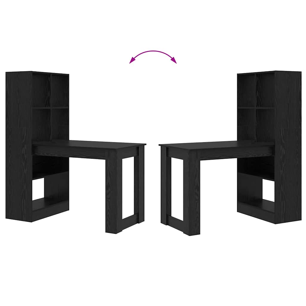 Stol s policom Crni hrast 122 x 67 x 145 cm Konstruirano drvo