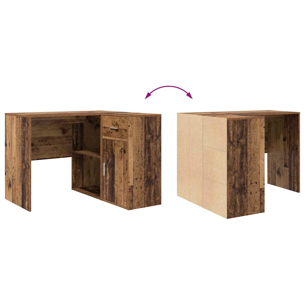 Kutni stol s ladicama Staro drvo 102 x 88 x 75 cm