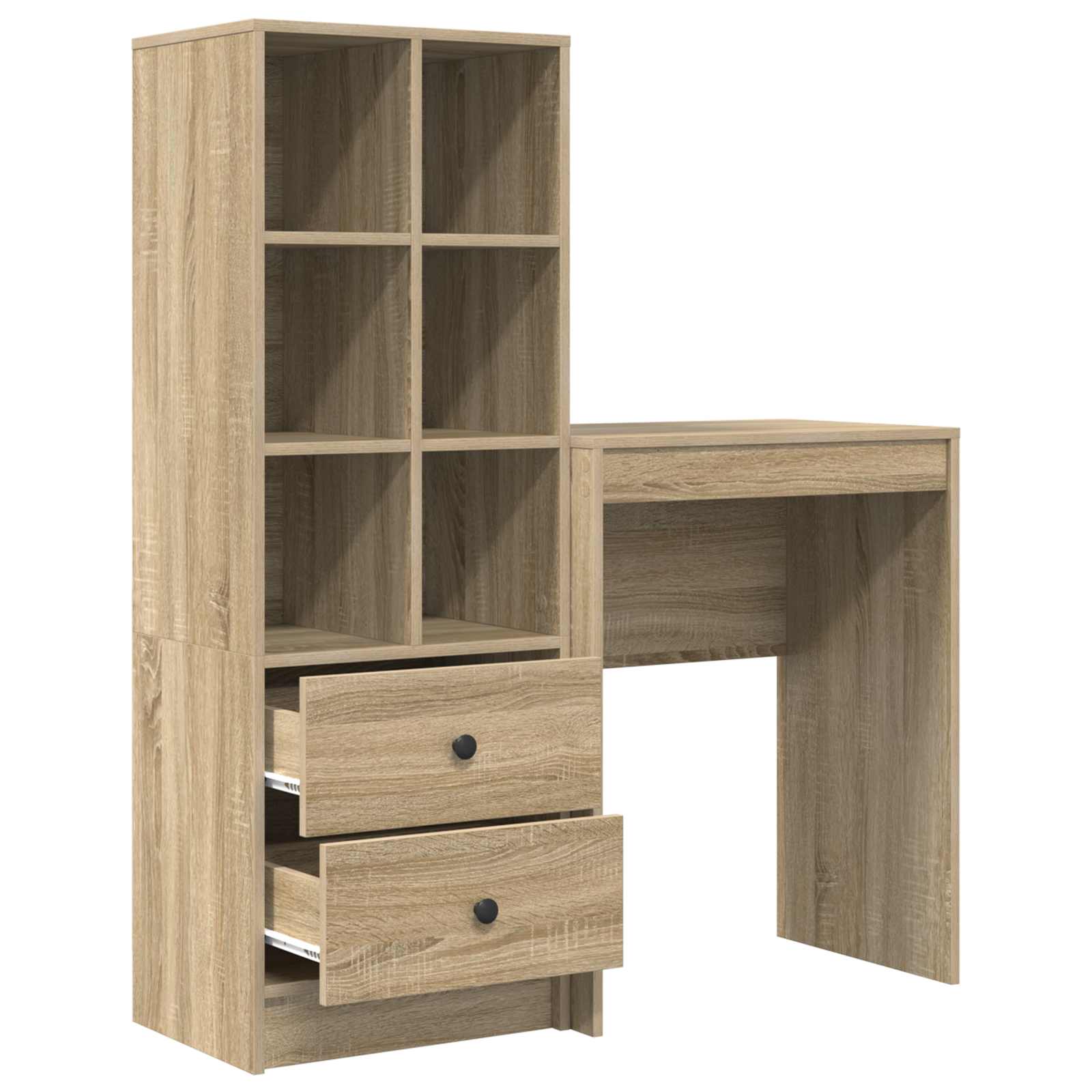 Stol s ladicama s policom s pohranom 2 pcs Sonoma hrast