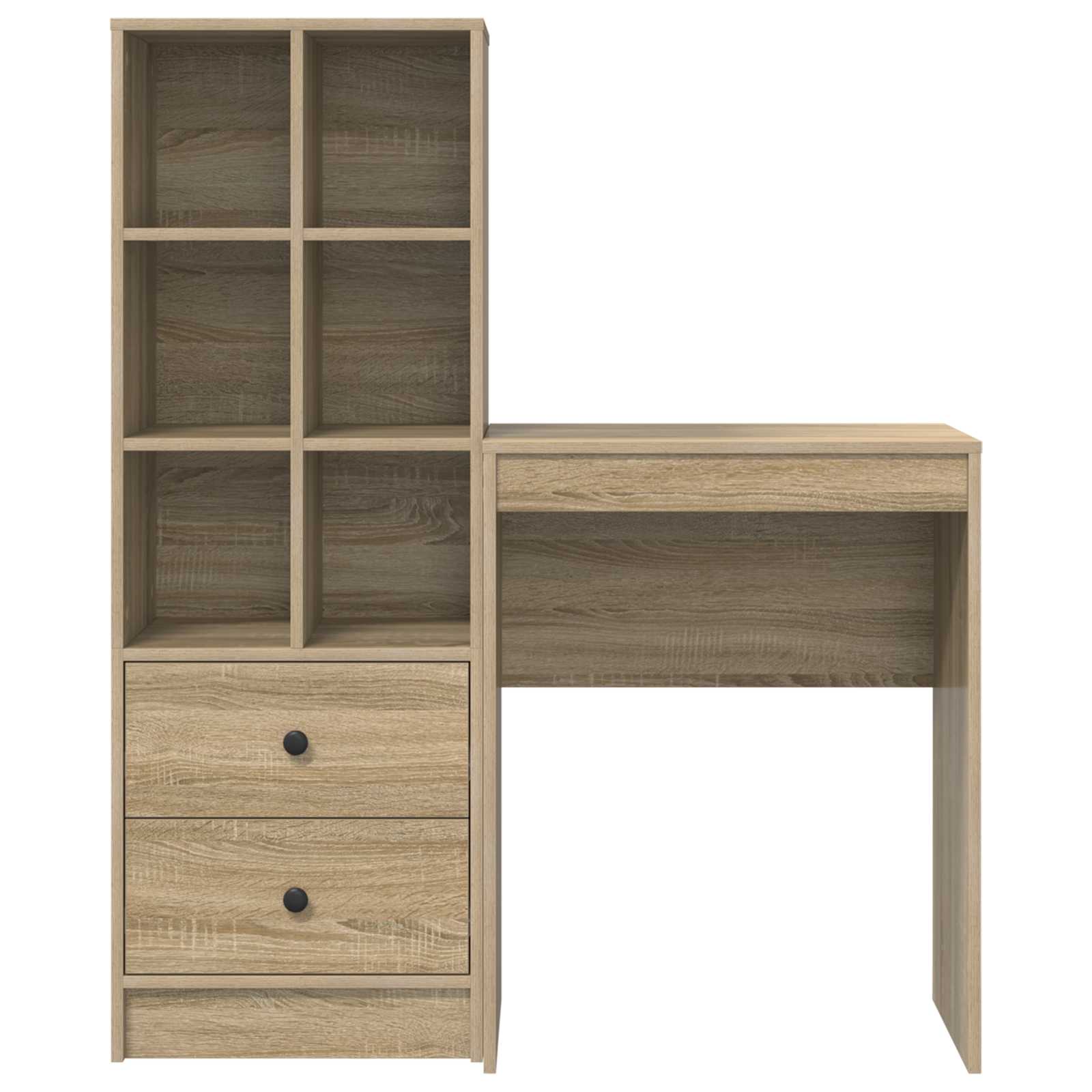Stol s ladicama s policom s pohranom 2 pcs Sonoma hrast