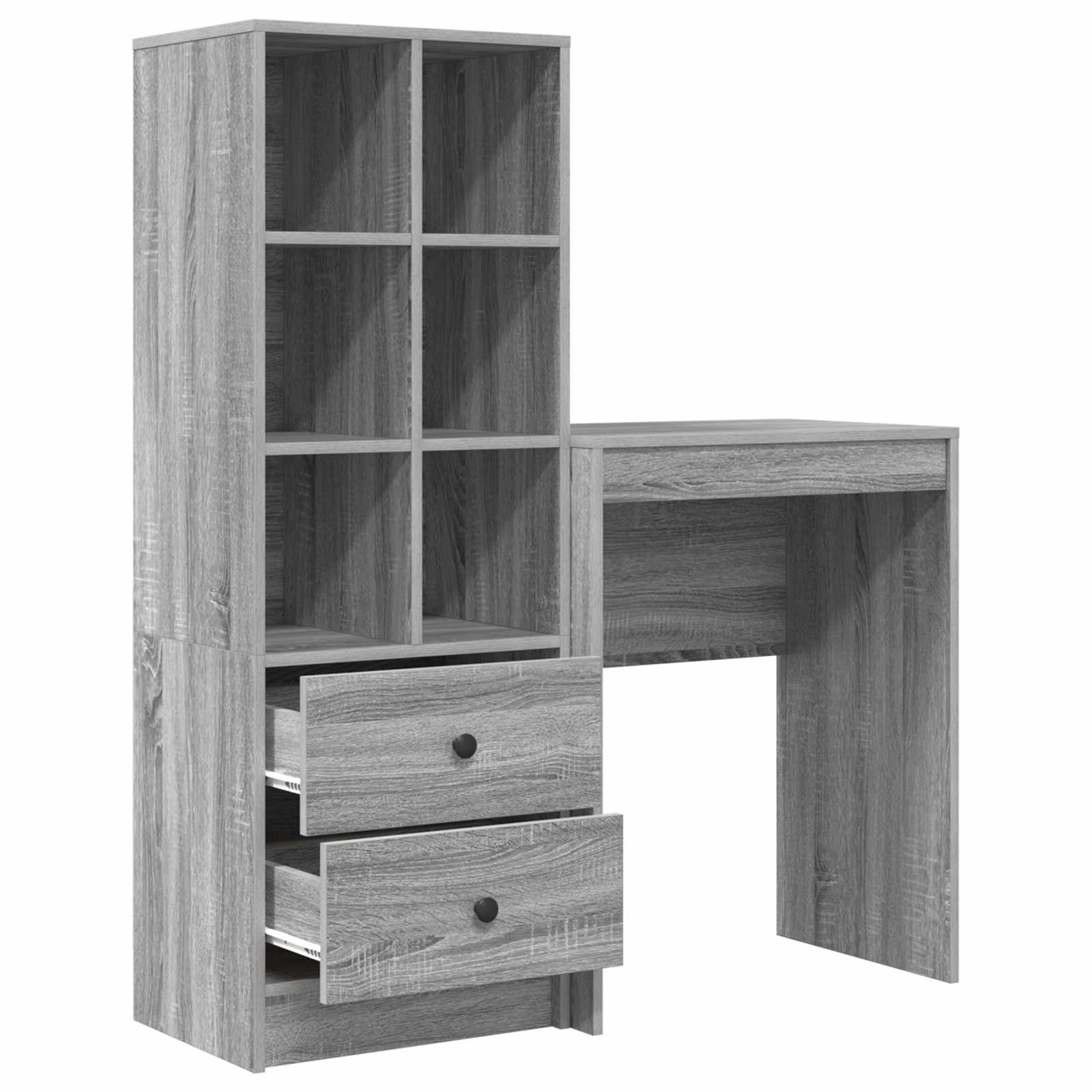 Stol s ladicama s policom s pohranom 2 pcs Siva Sonoma