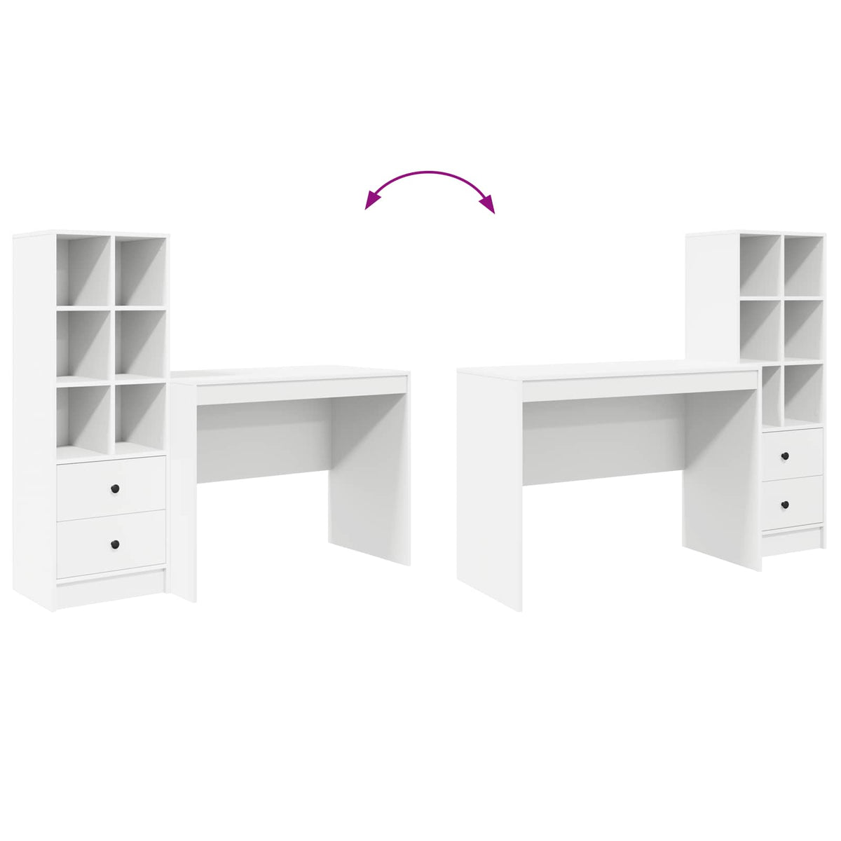 Stol s ladicama 2 pcs Bijelo