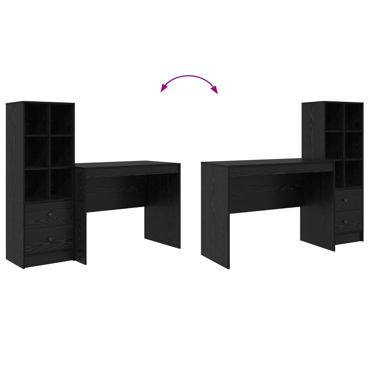 Stol s ladicama 2 pcs Crni hrast