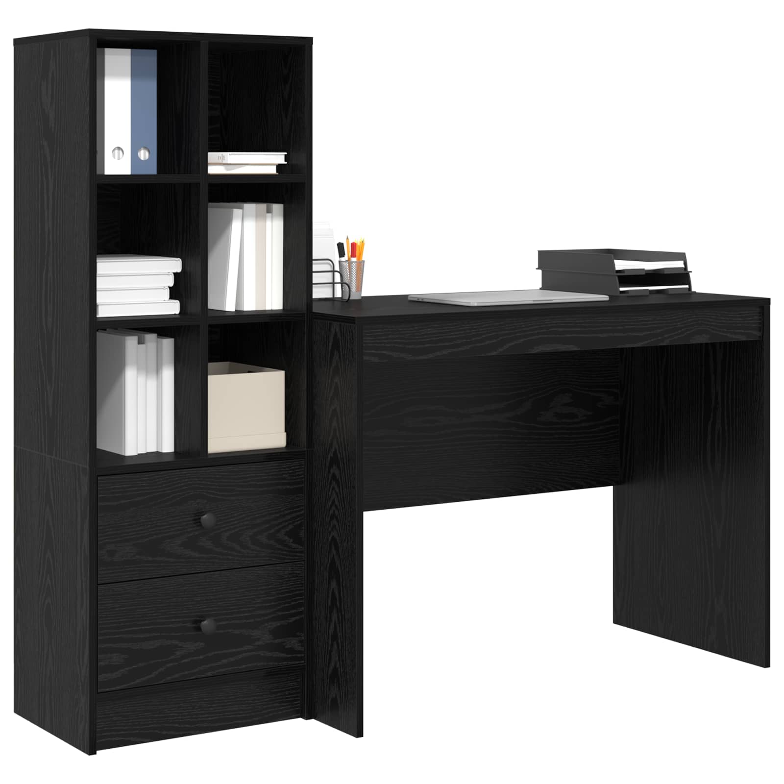 Stol s ladicama 2 pcs Crni hrast