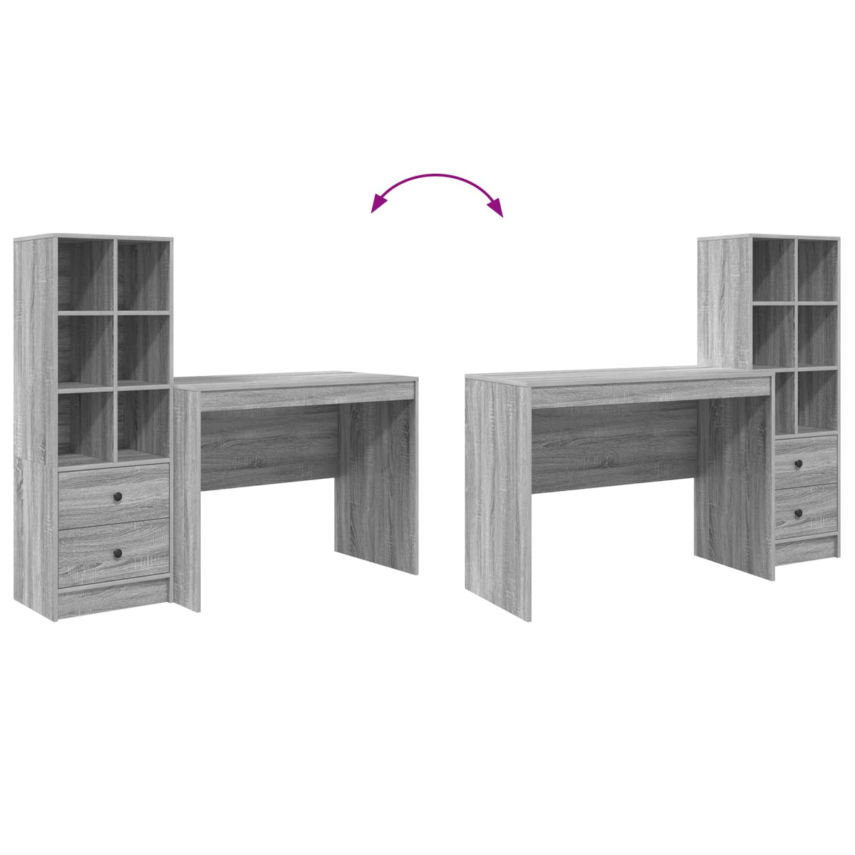 Stol s ladicama 2 pcs Siva Sonoma