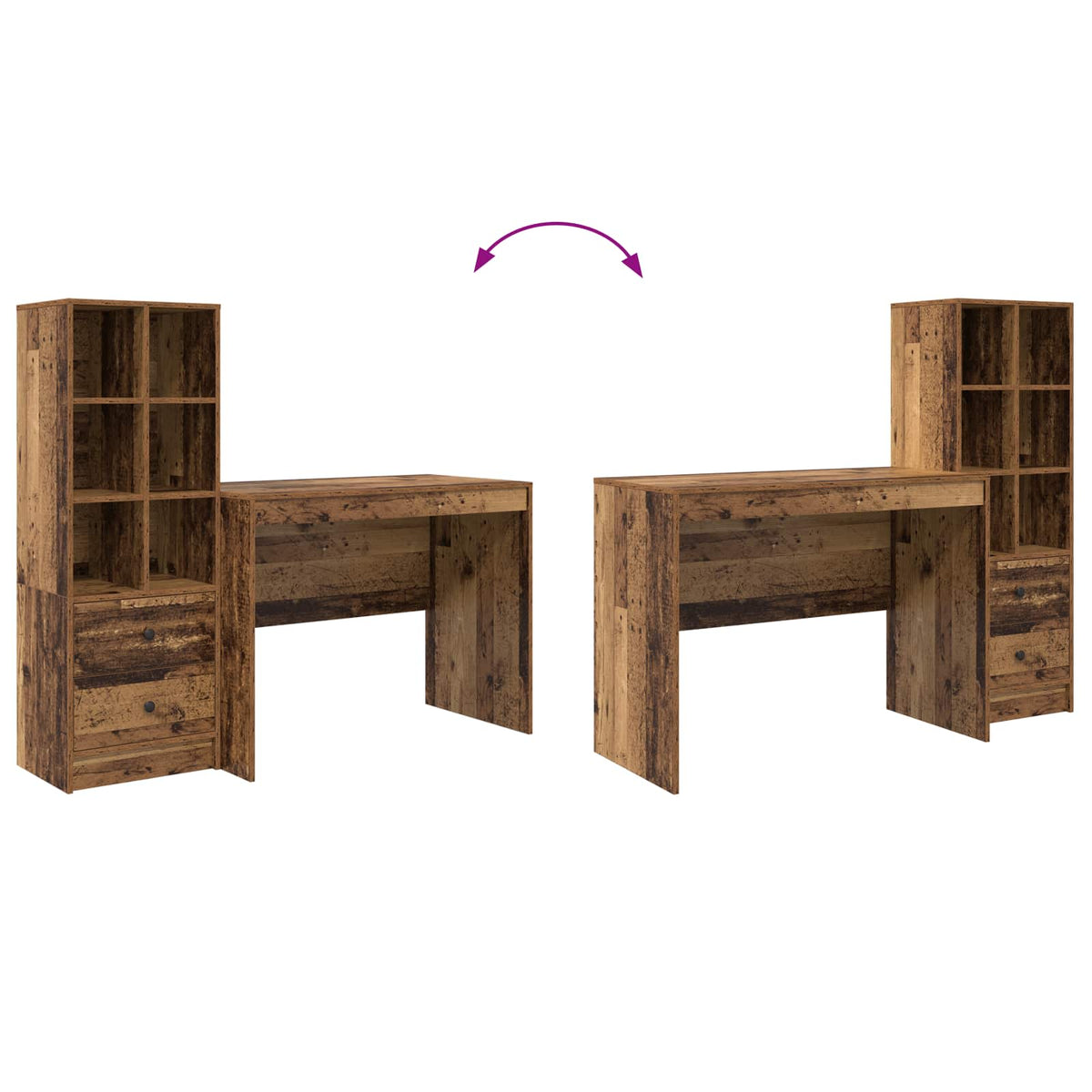 Stol s ladicama 2 pcs Staro drvo