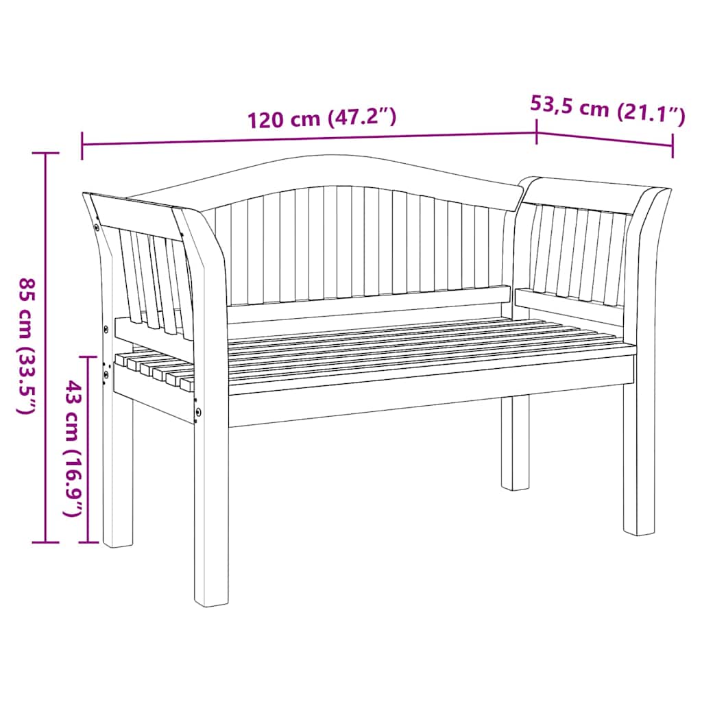 klupa Smeđa 120 x 53,5 x 85 cm Masivni teakov drvo