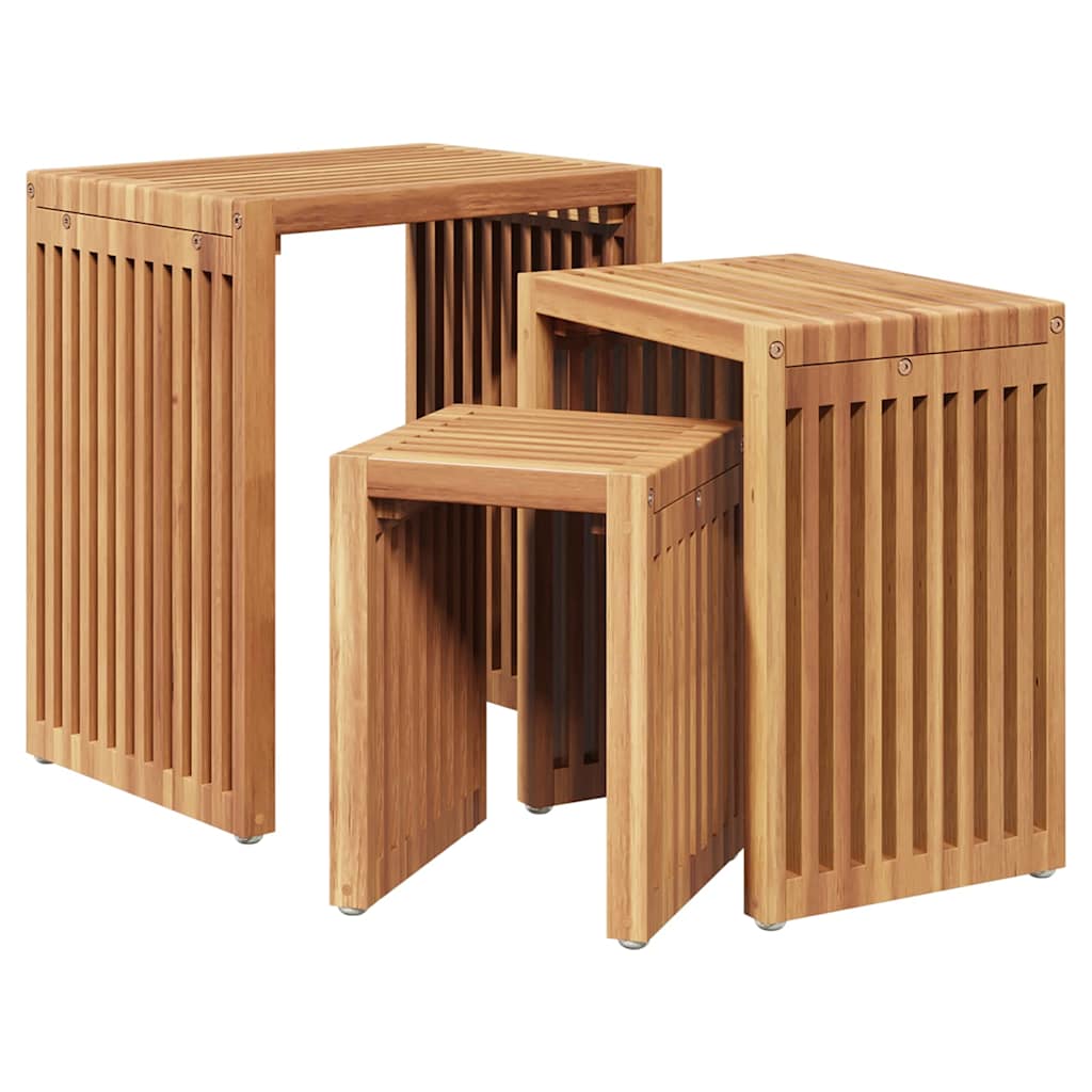 Vrtni bočni stol 3 pcs Smeđa 33 x 44,5 x 51 cm Čvrsto teak drvo
