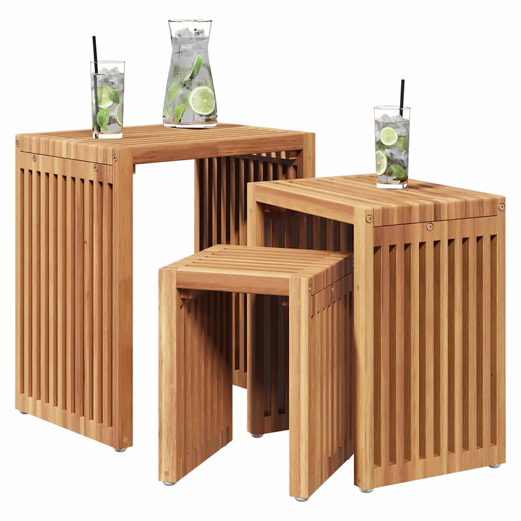 Vrtni bočni stol 3 pcs Smeđa 33 x 44,5 x 51 cm Čvrsto teak drvo