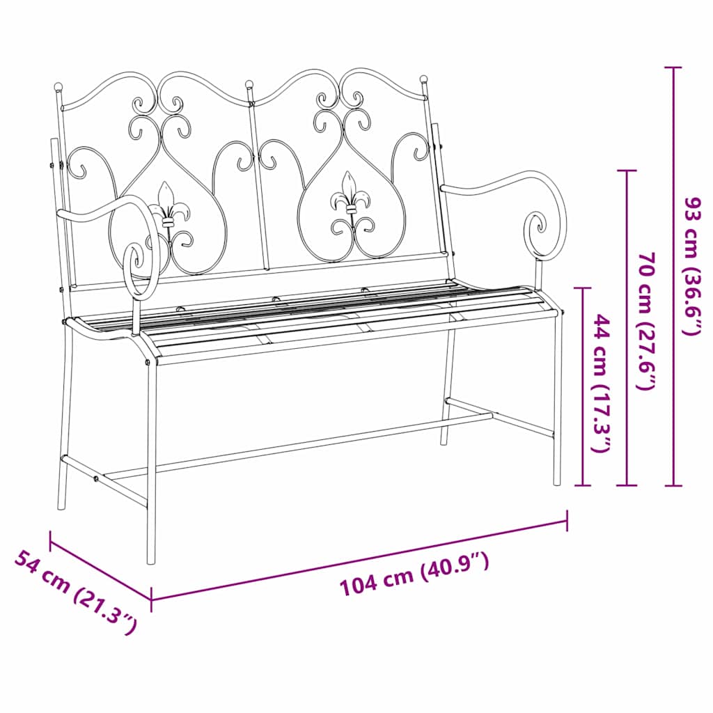 Vrtna klupa Antič White 104 x 54 x 93 cm Čelik
