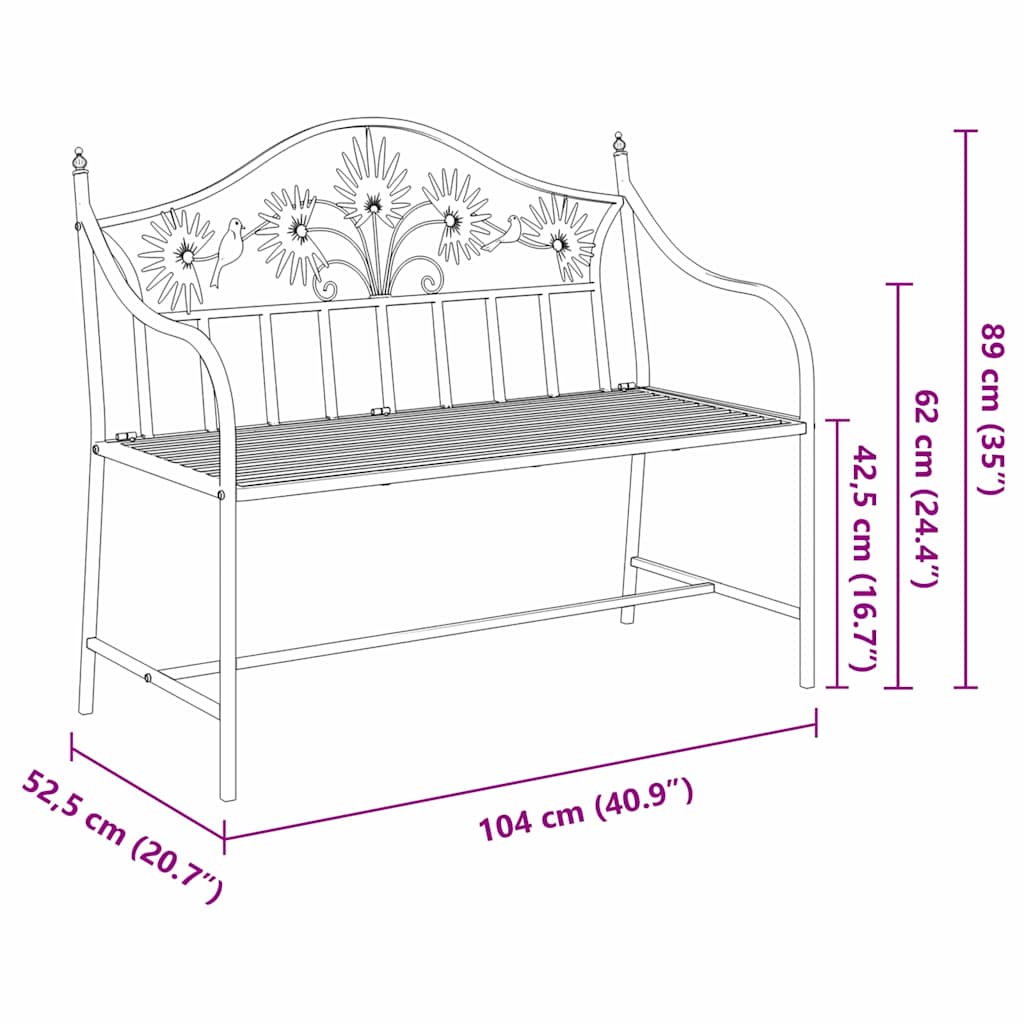 Vrtna klupa Antič White 104 x 52,5 x 89 cm Čelik