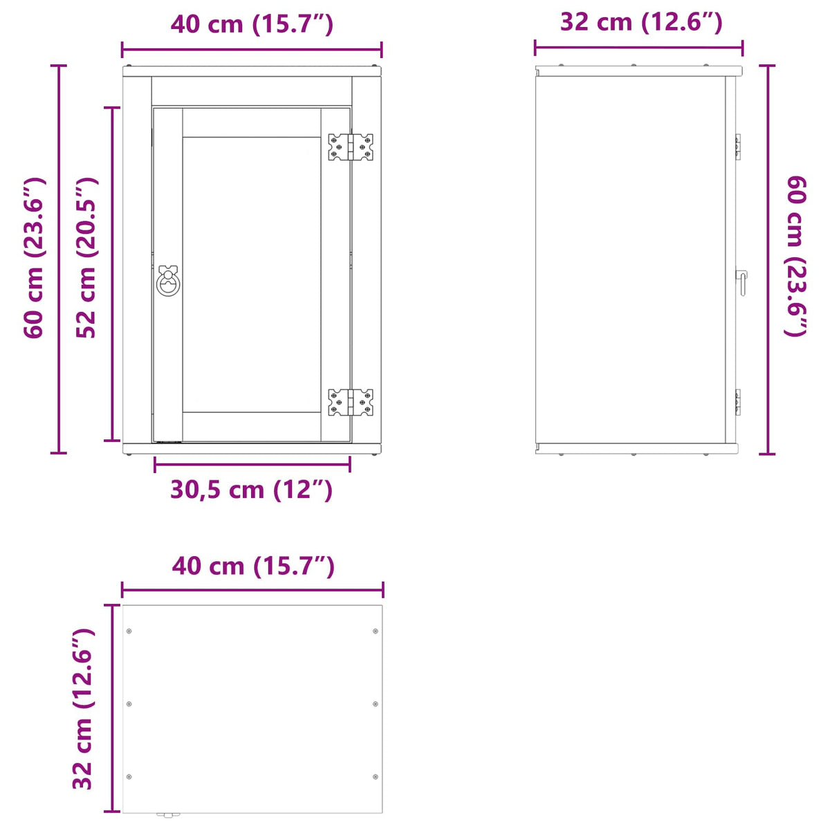 Cabinet SKI Medeno Smeđa 40 x 32 x 60 cm Čvrsto borovo drvo