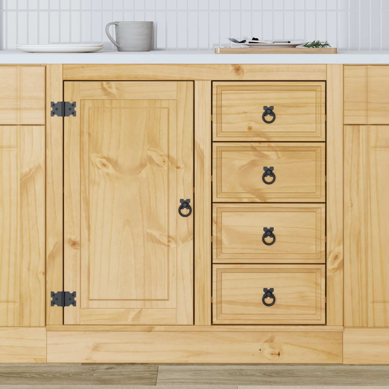 Cabinet SKI Medeno Smeđa 80 x 46 x 81 cm Čvrsto borovo drvo