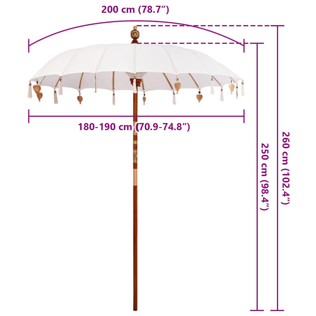 Balineški Parasol Krema 190 x 190 x 260 cm