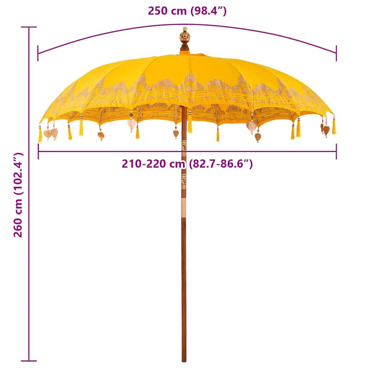 Balineški Parasol Žuta 215 x 215 x 260 cm