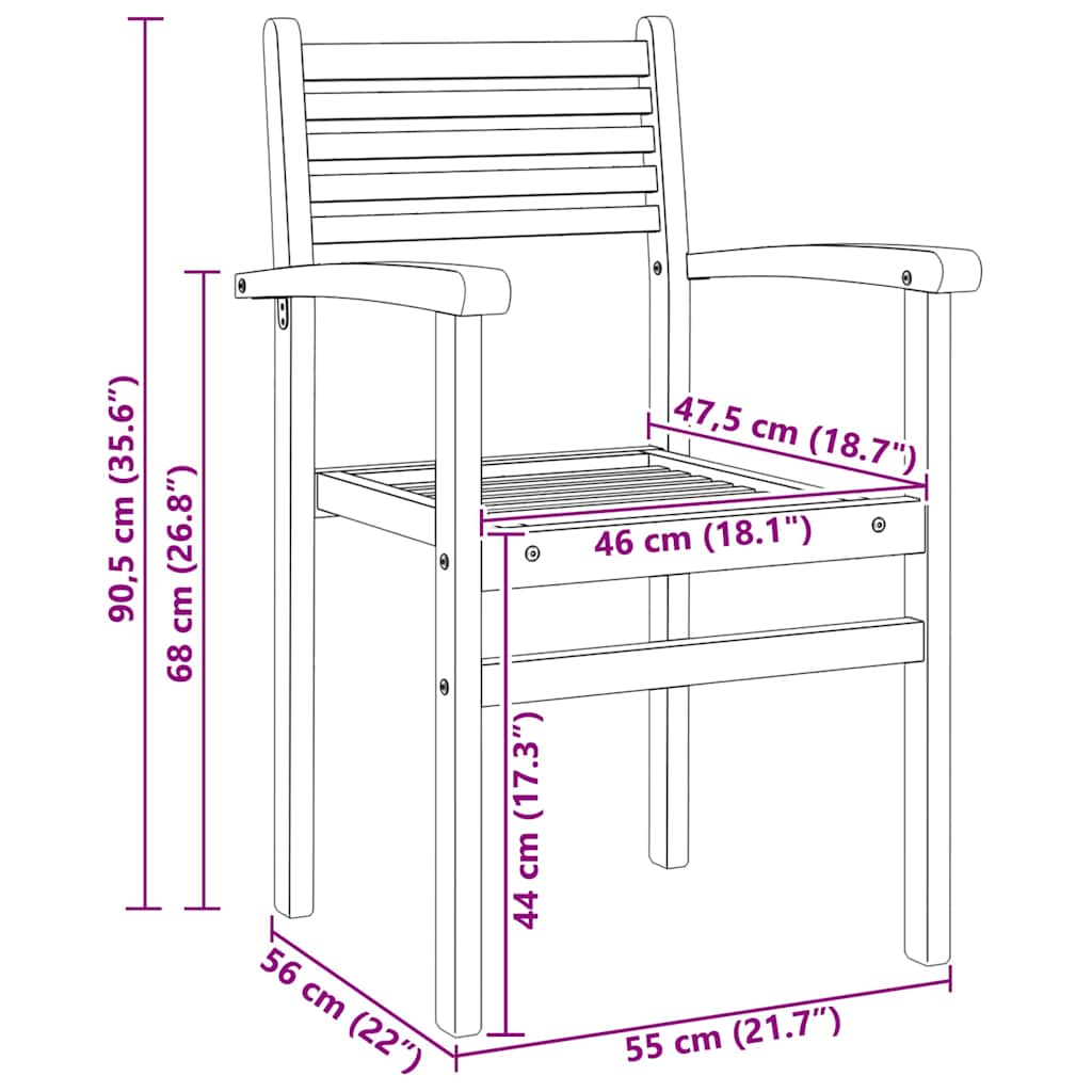 Stolica 4 pcs Smeđa 56 x 55 x 90.5 cm Čvrsto teak drvo