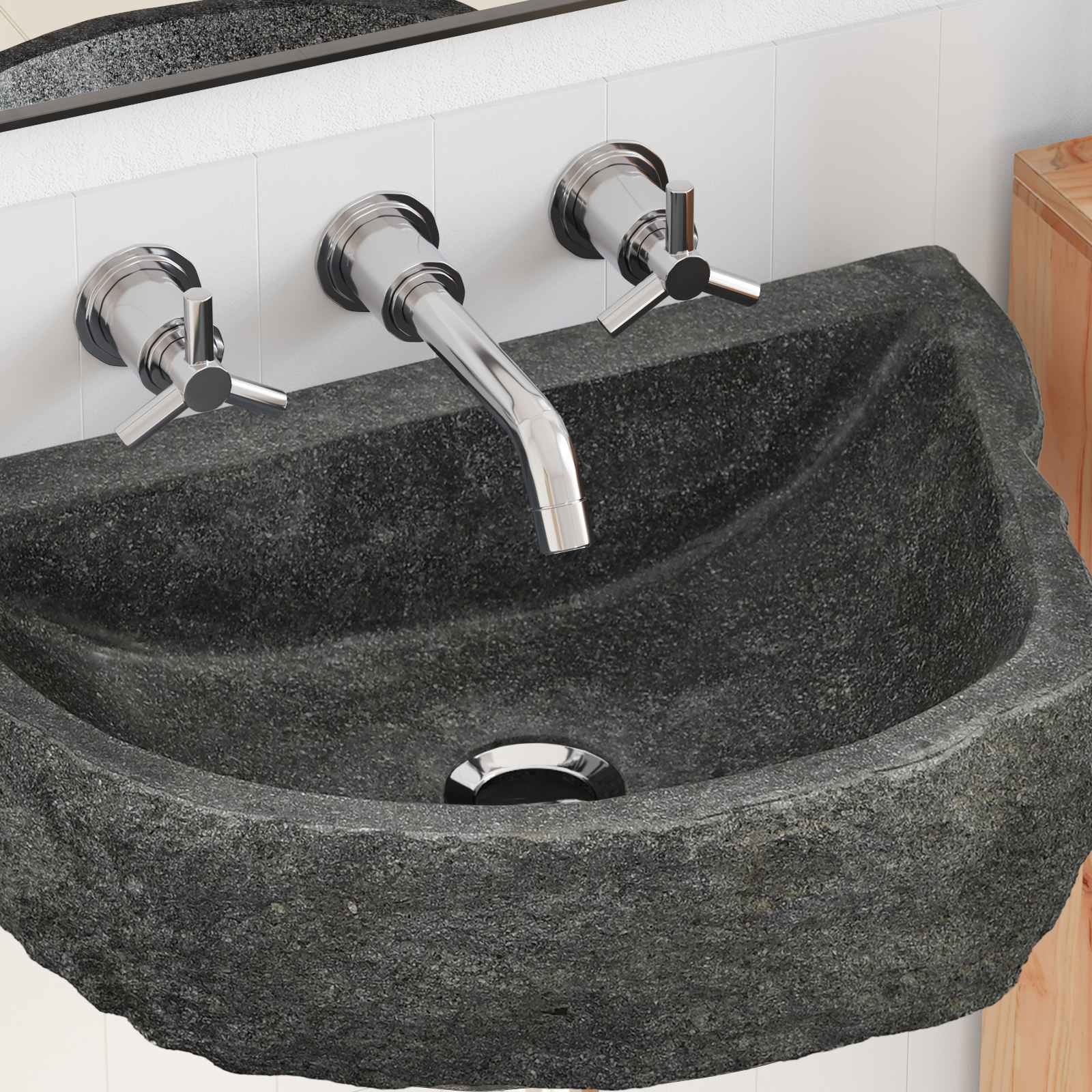 Umivaonik za zid Sivi 45 x 35 x 15 cm River Stone
