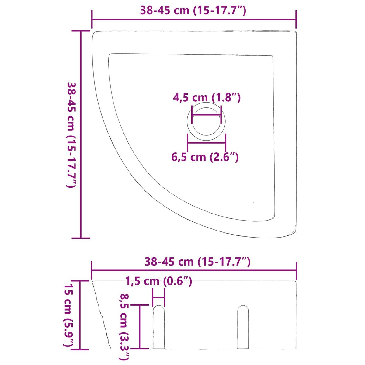 Sudoper Siva (38-45) x (38-45) x 12 cm Rijeka kamen