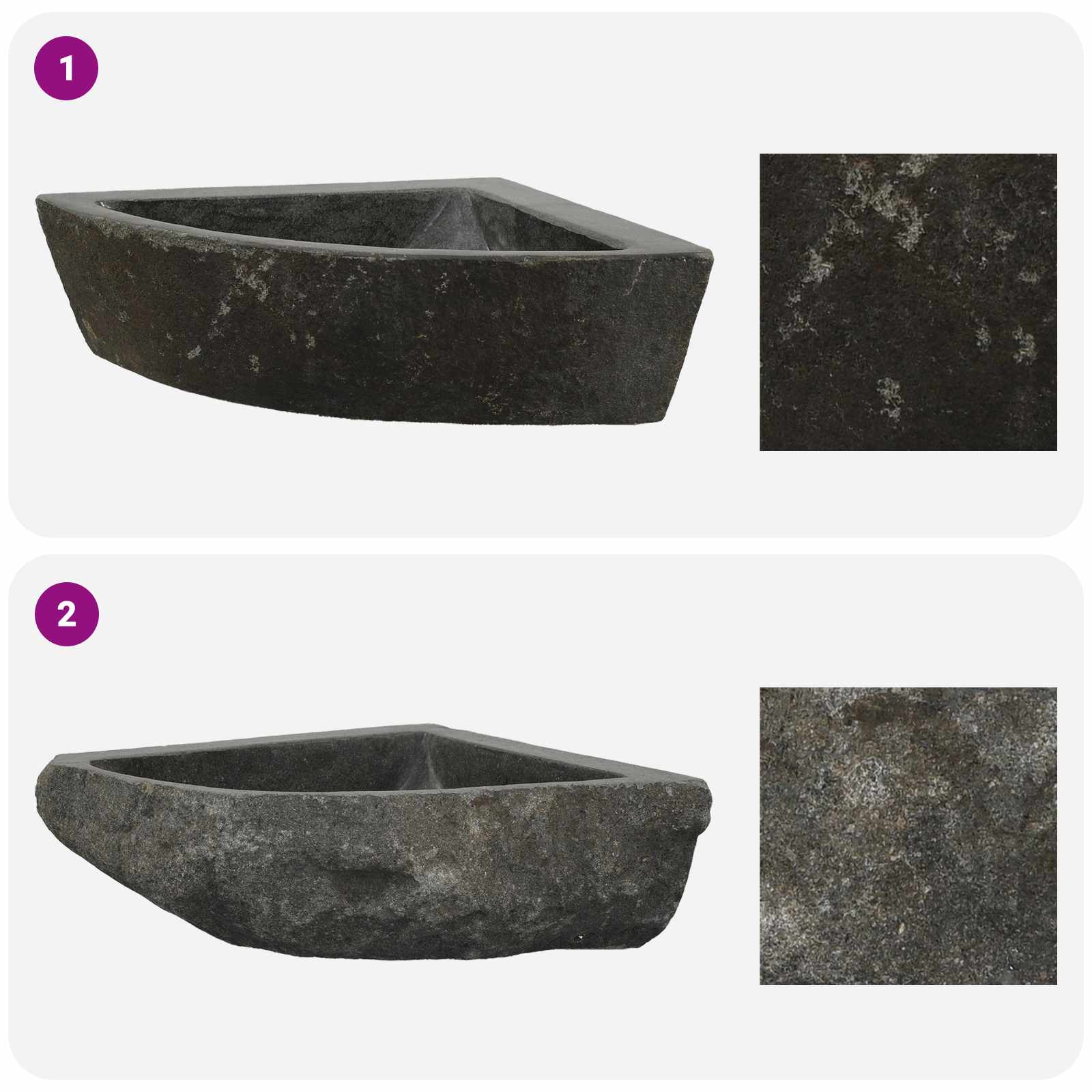 Sudoper Siva (38-45) x (38-45) x 12 cm Rijeka kamen