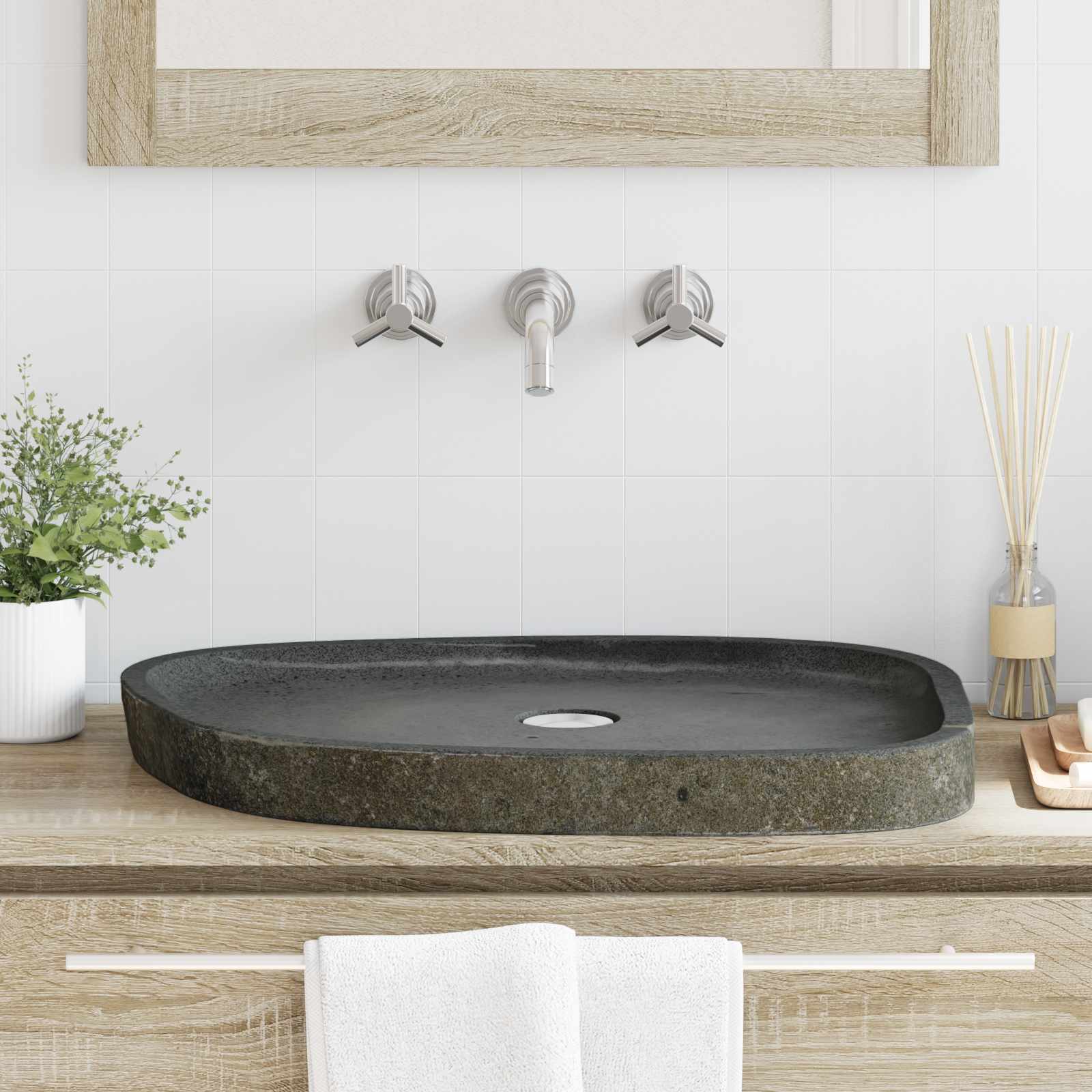 Umivaonik za pranje Siva 65 x 50 x 6 cm River Stone