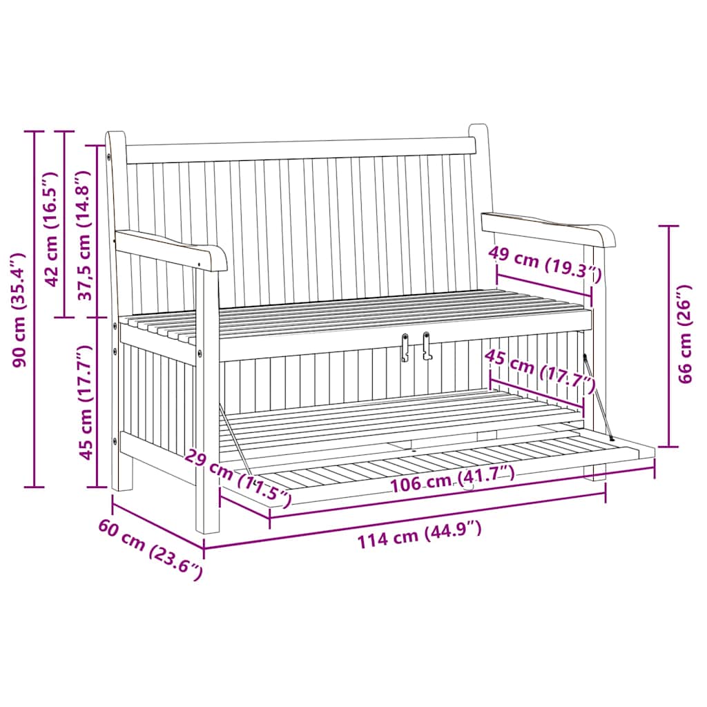 Vrtna klupa s pohranom 114 x 60 x 90 cm Čvrsto teak drvo