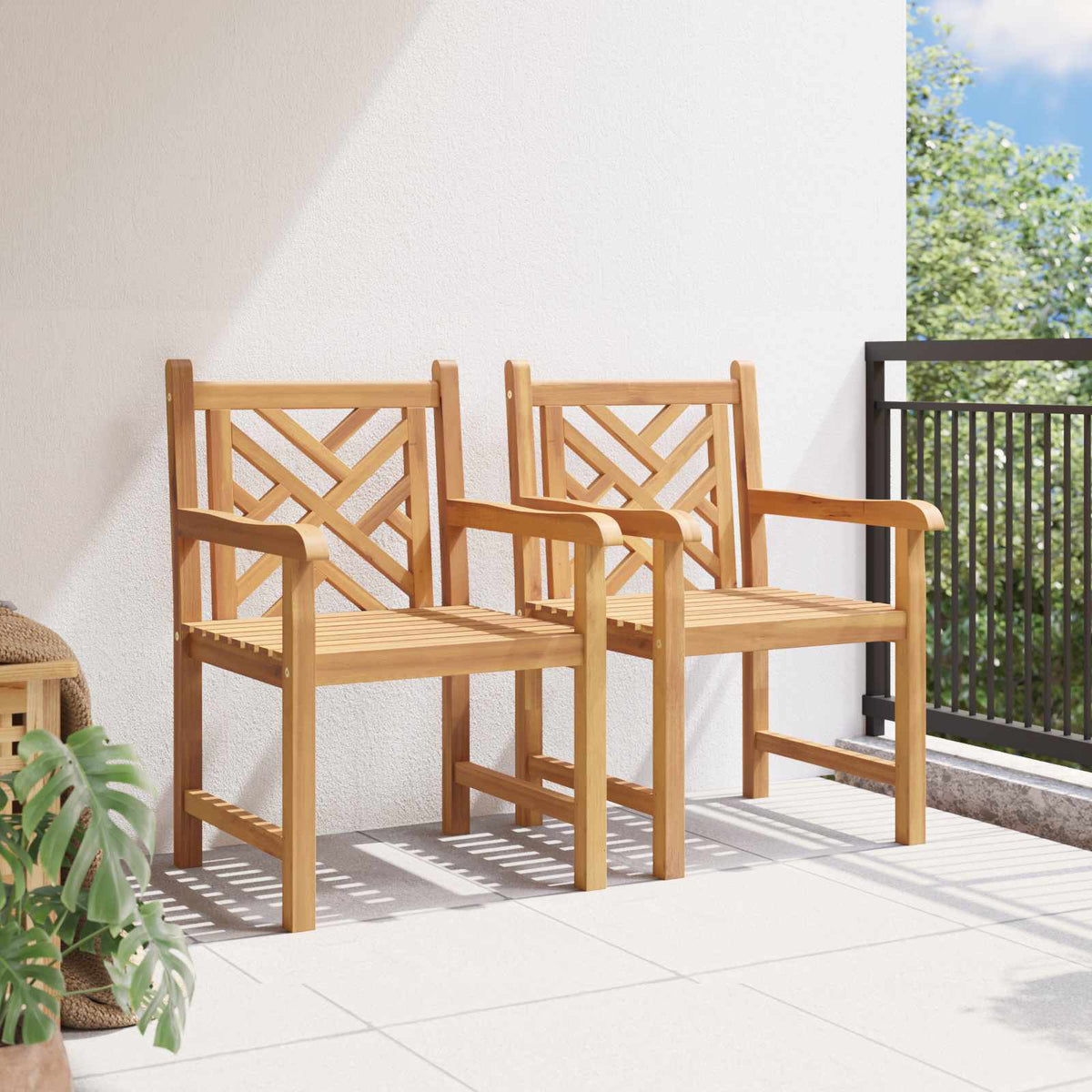 Vrtna stolica 2 pcs 60 x 58 x 90 cm Čvrsto teak drvo