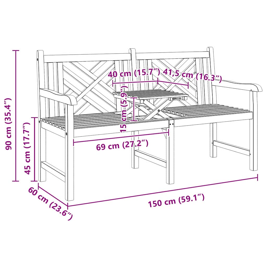 Vrtna klupa 150 x 60 x 90 cm Čvrsto teak drvo