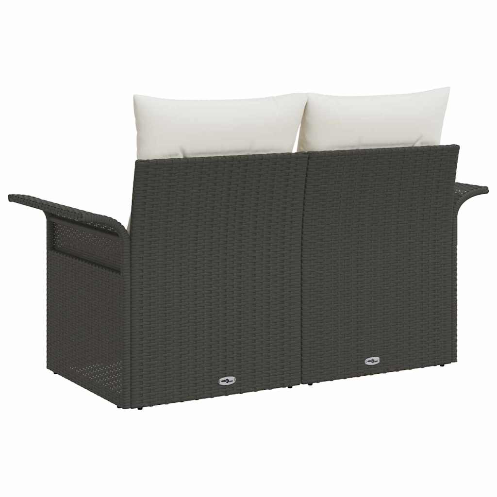 Vrtni kauč s jastukom Crna 141 x 62 x 69cm poliratan
