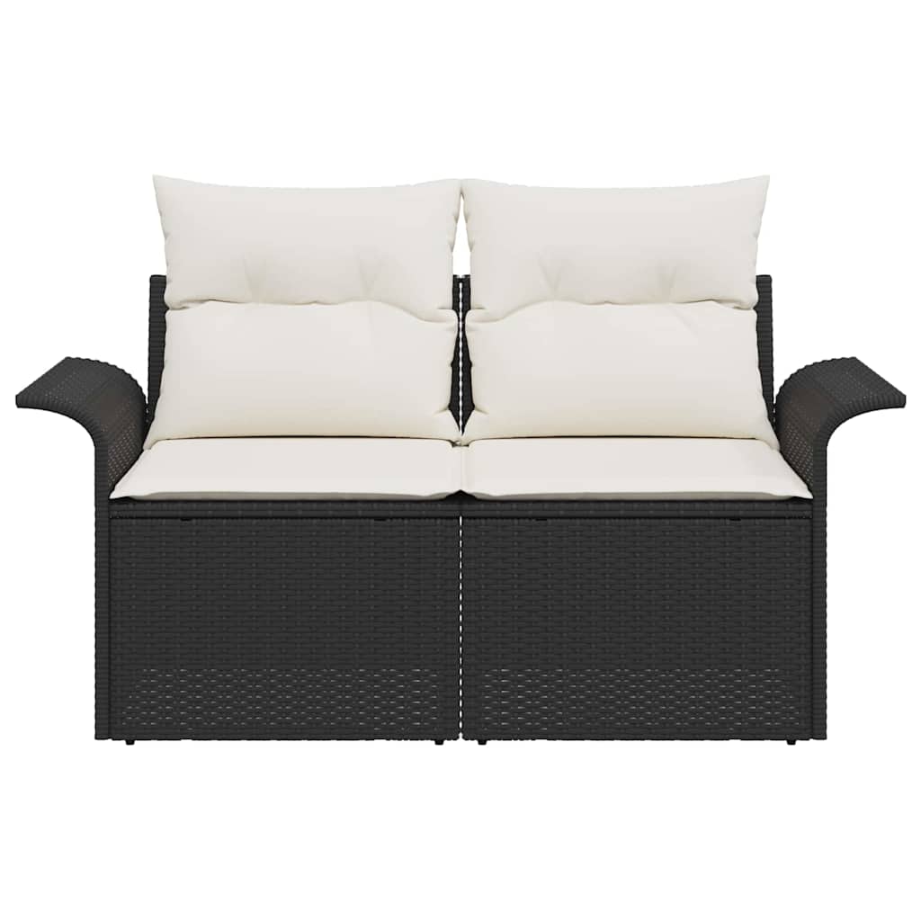 Vrtni kauč s jastukom Crna 141 x 62 x 69cm poliratan