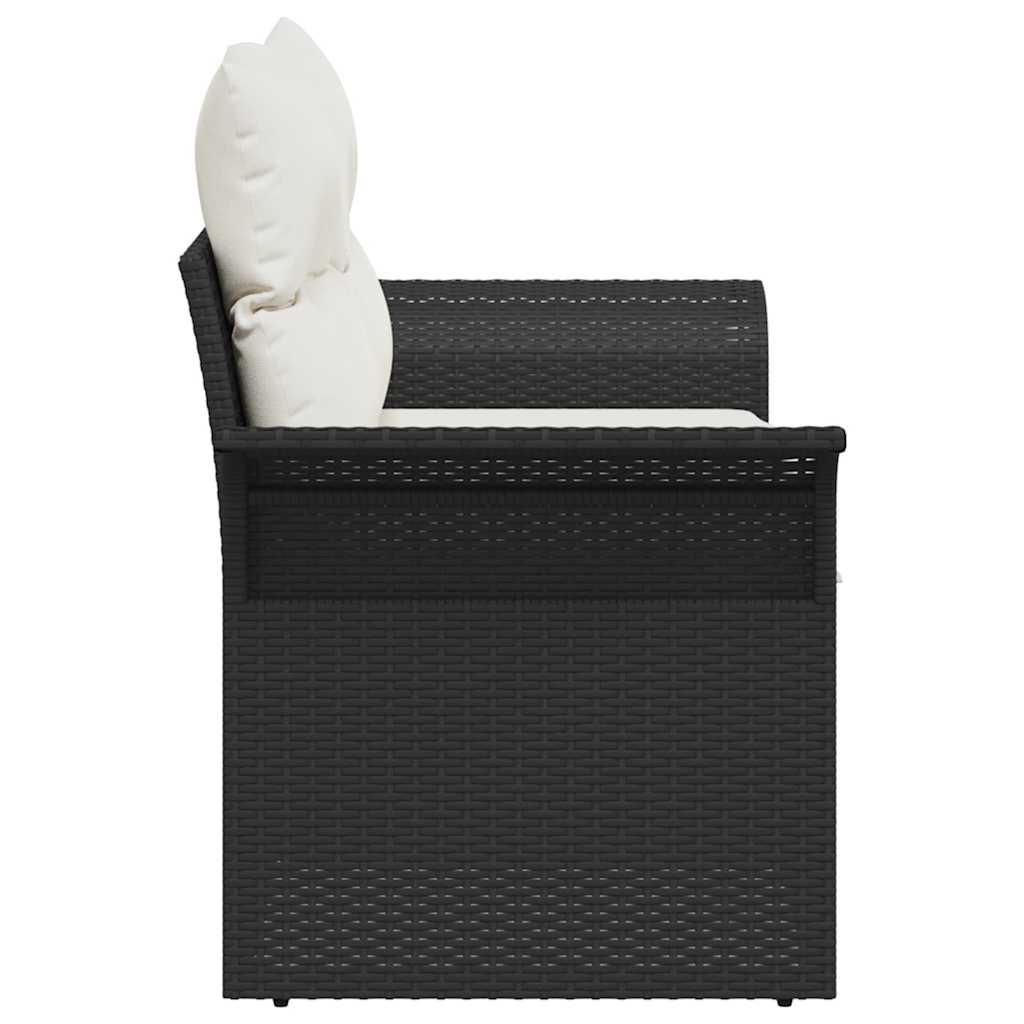 Vrtni kauč s jastukom Crna 141 x 62 x 69cm poliratan