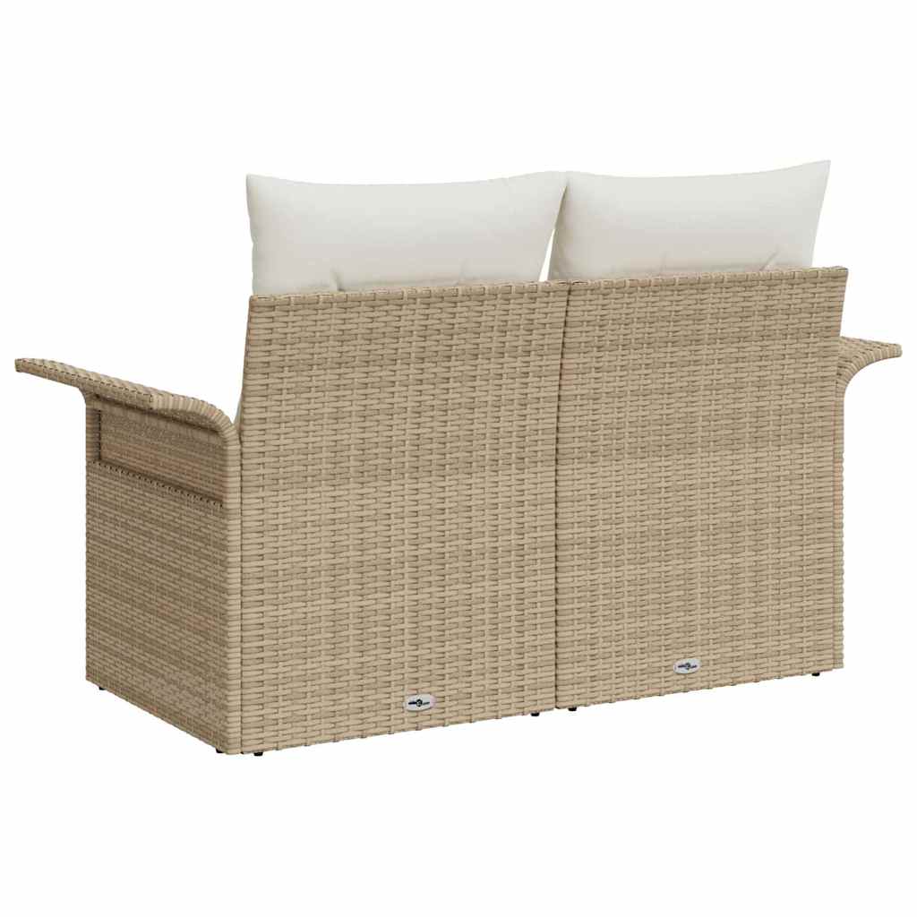 Vrtni kauč s jastukom Bež 141 x 62 x 69cm poliratan