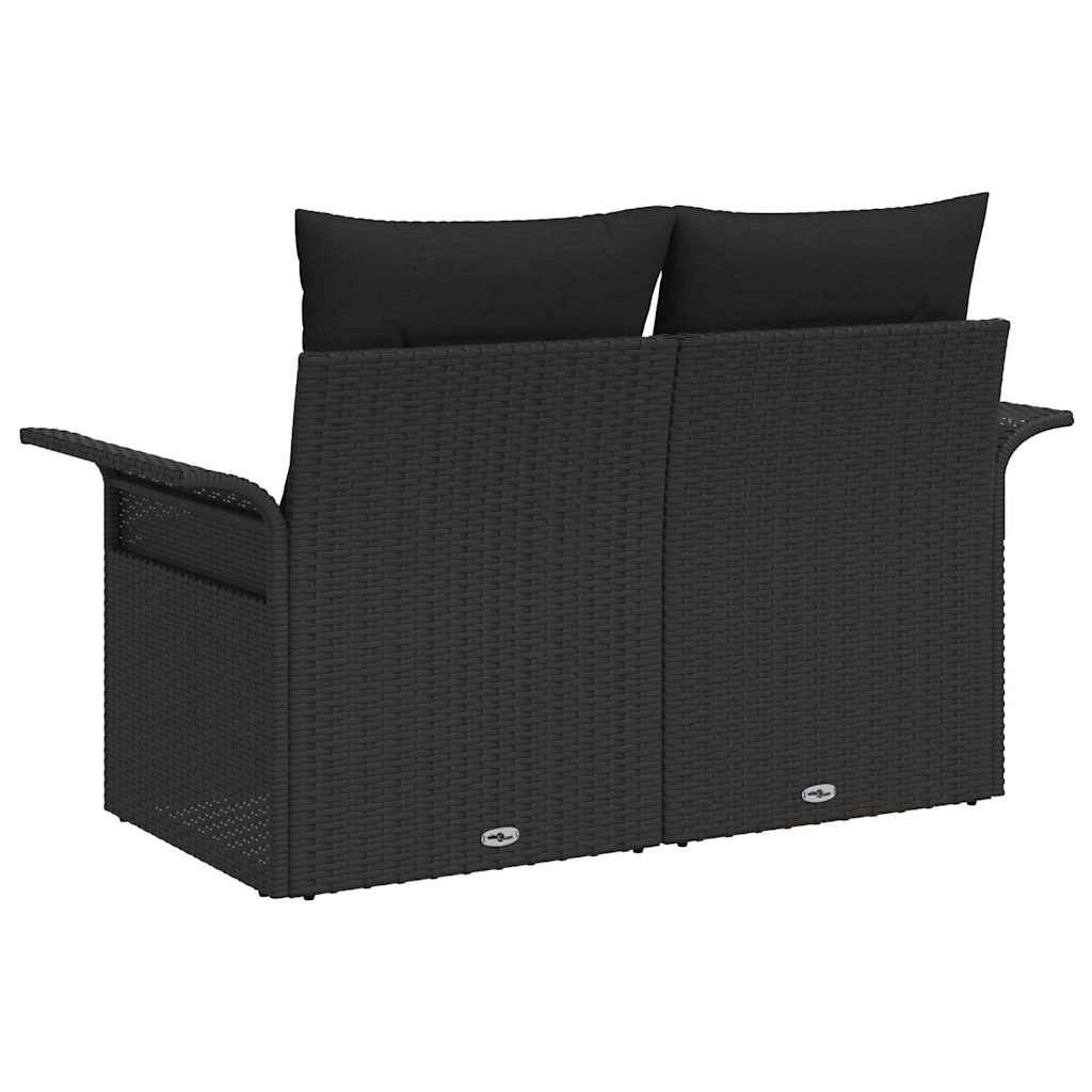 Vrtni kauč s jastukom Crna 141 x 62 x 69cm poliratan