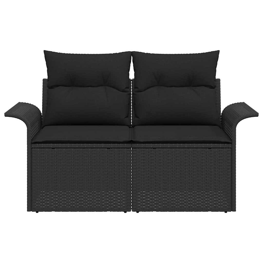 Vrtni kauč s jastukom Crna 141 x 62 x 69cm poliratan