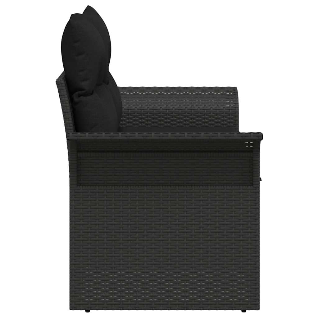 Vrtni kauč s jastukom Crna 141 x 62 x 69cm poliratan