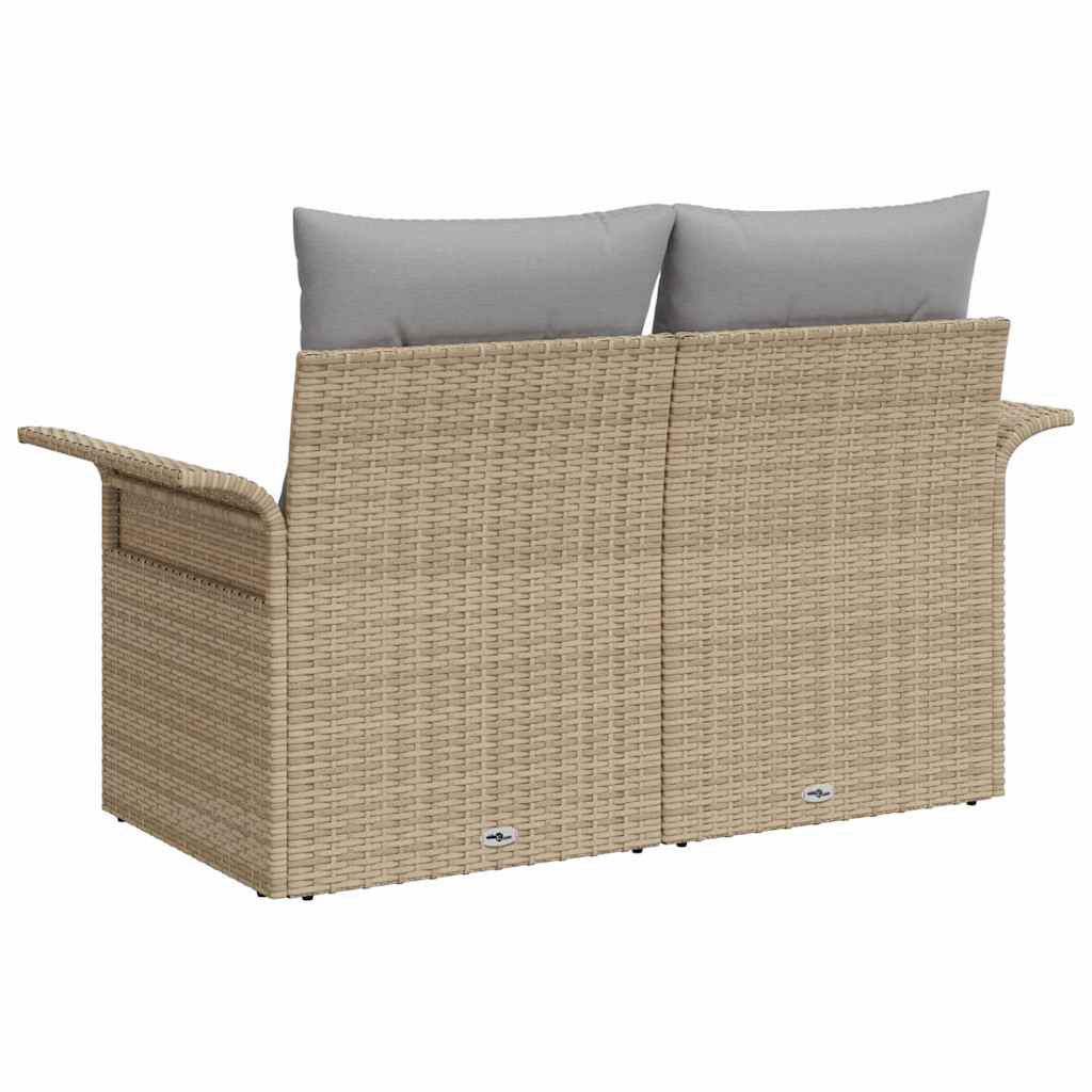 Vrtni kauč s jastukom s pohranom Bež 141 x 62 x 69cm poliratan