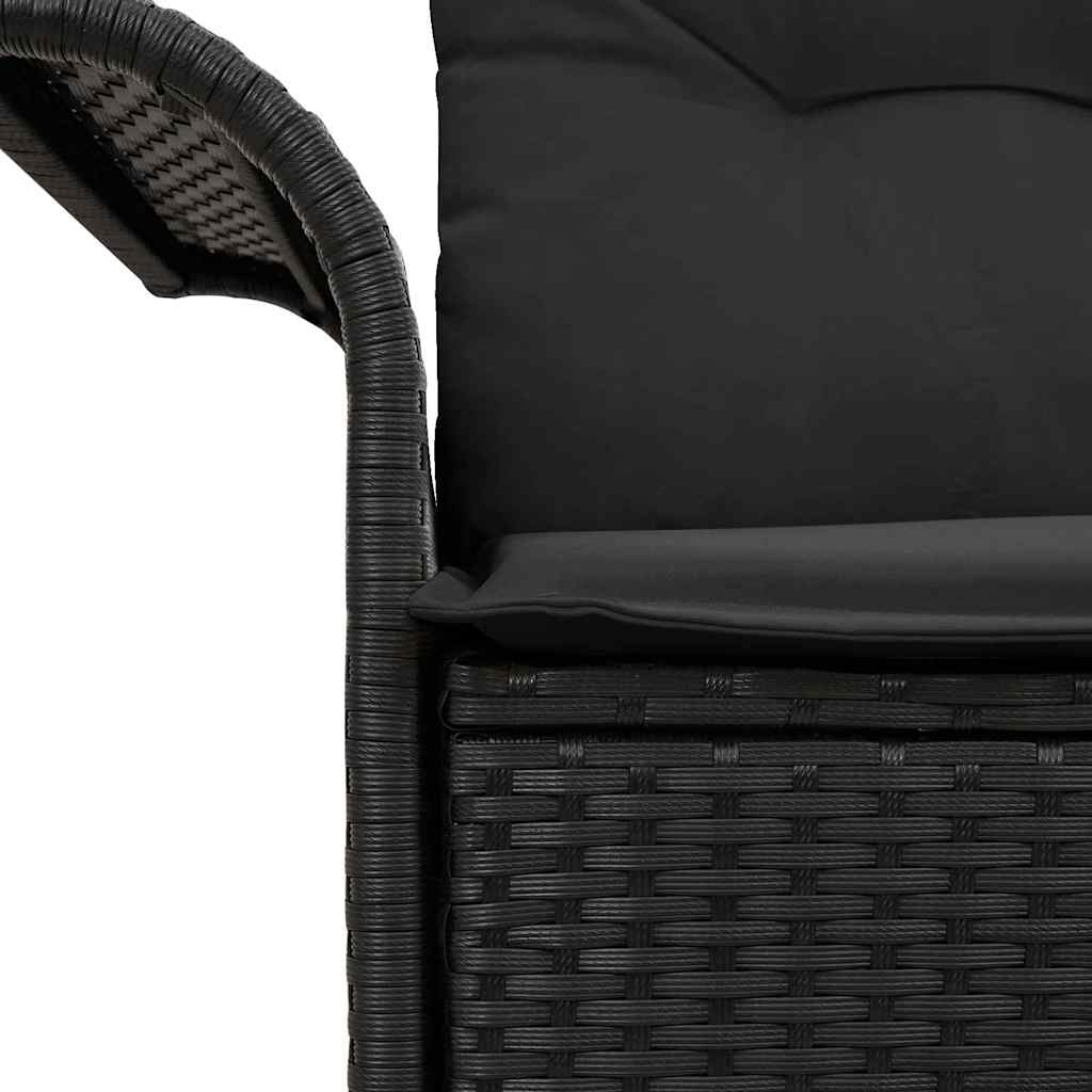 Vrtni kauč s jastukom s pohranom Crna 141 x 62 x 69cm poliratan