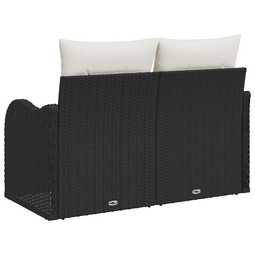 Vrtni kauč s jastukom Crna 121 x 62 x 69cm poliratan