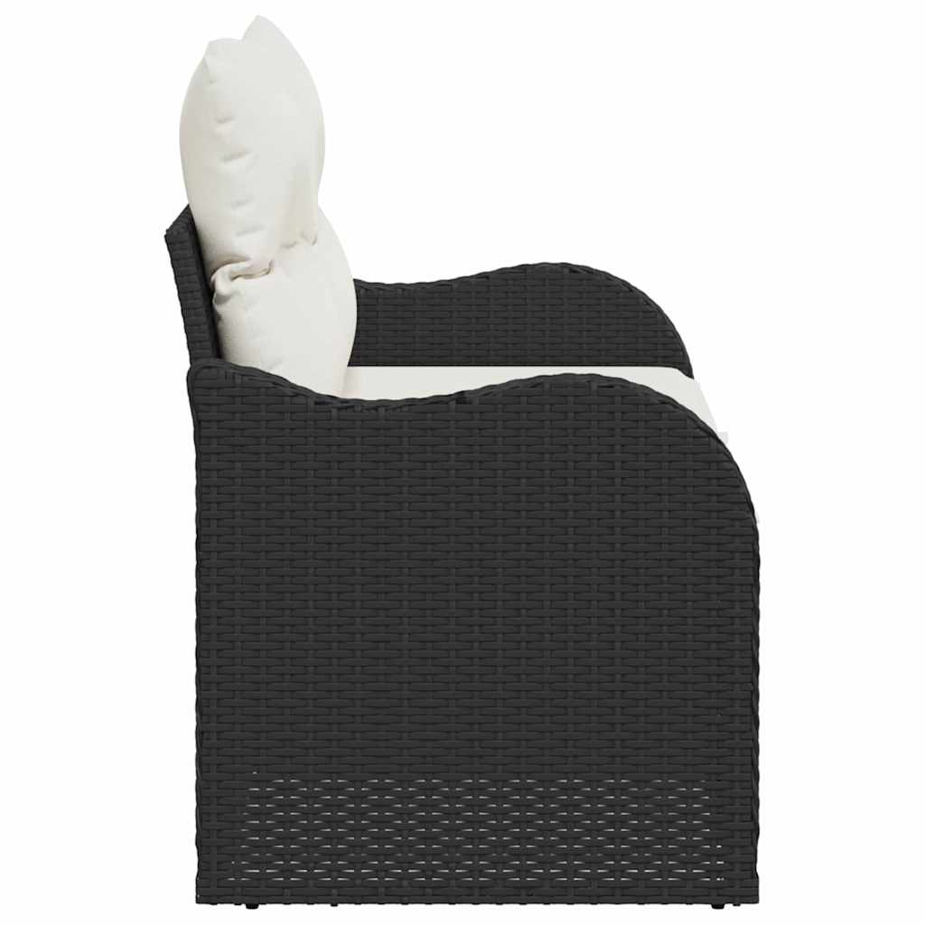 Vrtni kauč s jastukom Crna 121 x 62 x 69cm poliratan