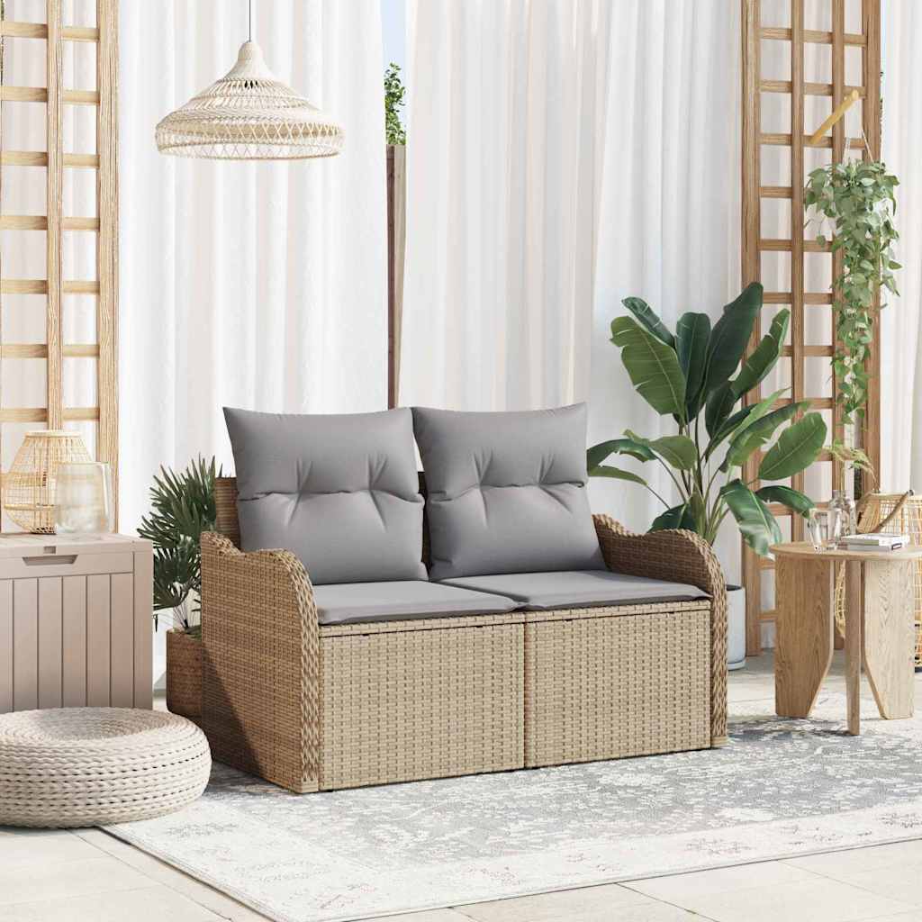 Vrtni kauč s jastukom Bež 121 x 62 x 69cm poliratan