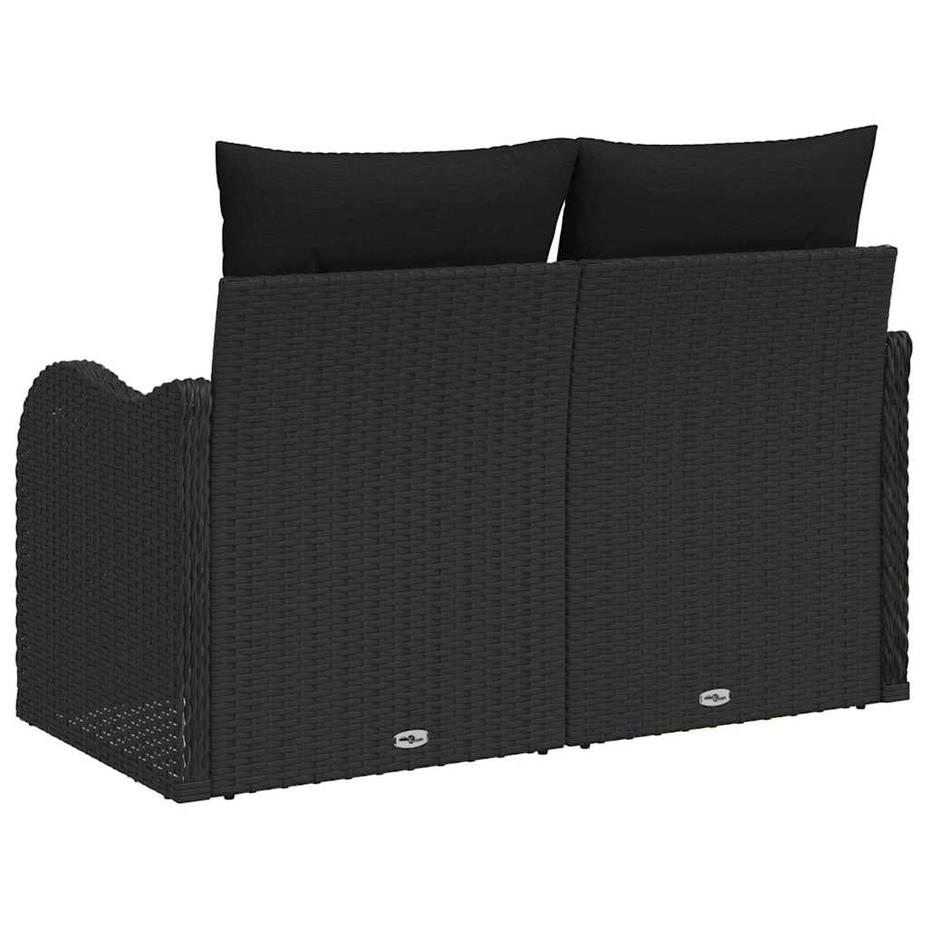 Vrtni kauč s jastukom Crna 121 x 62 x 69cm poliratan