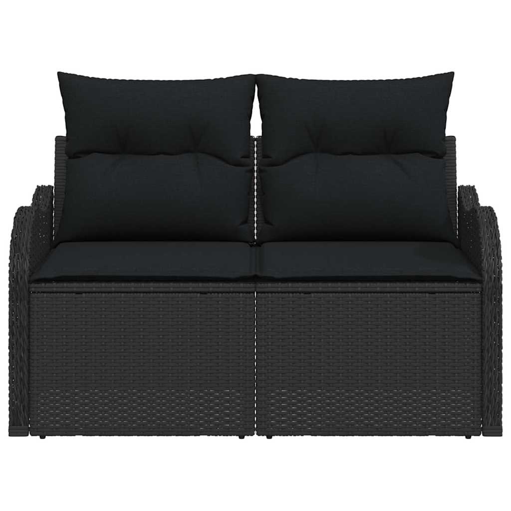 Vrtni kauč s jastukom Crna 121 x 62 x 69cm poliratan