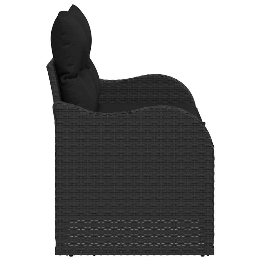 Vrtni kauč s jastukom Crna 121 x 62 x 69cm poliratan