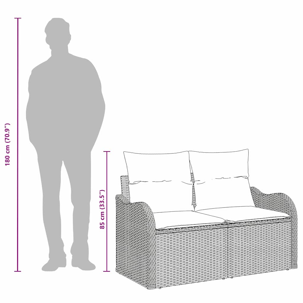 Vrtni kauč s jastukom Svjetlosiva 121 x 62 x 69cm poliratan