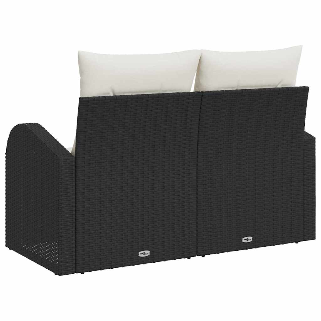 Vrtni kauč s jastukom Crna 124 x 62 x 69cm poliratan