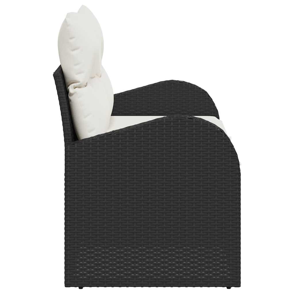 Vrtni kauč s jastukom Crna 124 x 62 x 69cm poliratan